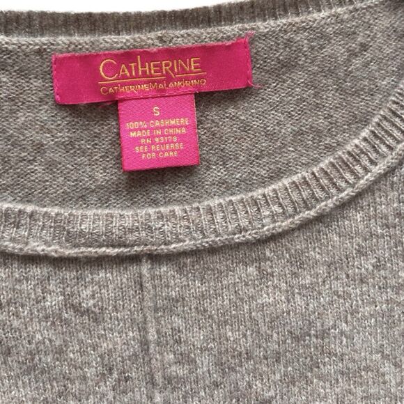 Catherine Malandrino 100% Cashmere Tan Crew Neck Tunic Sweater  NEUTRAL COZY - Picture 7 of 9